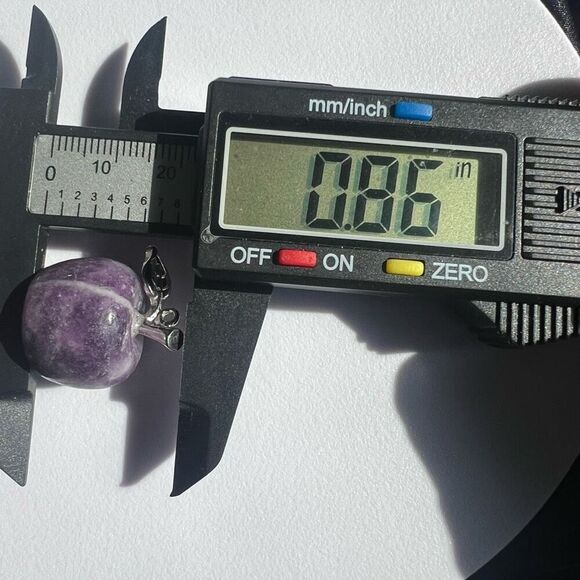 Lepidolite‎ Crystal Apple Carving / Pendant - Picture 7 of 11